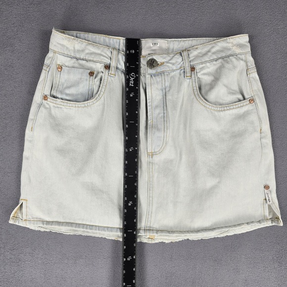 One Teaspoon Skirt Womens 32 Light Wash 2020 Mini Denim Jean Button Fly Distress - Picture 6 of 11